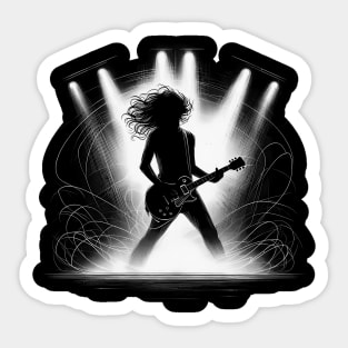 Rock Guitarist Silhouette Graphic Tee | Rock Star Sticker